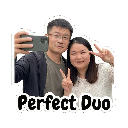 Taking a selfie together Our Sweet Couple Life sticker for expressive chats and social replies.