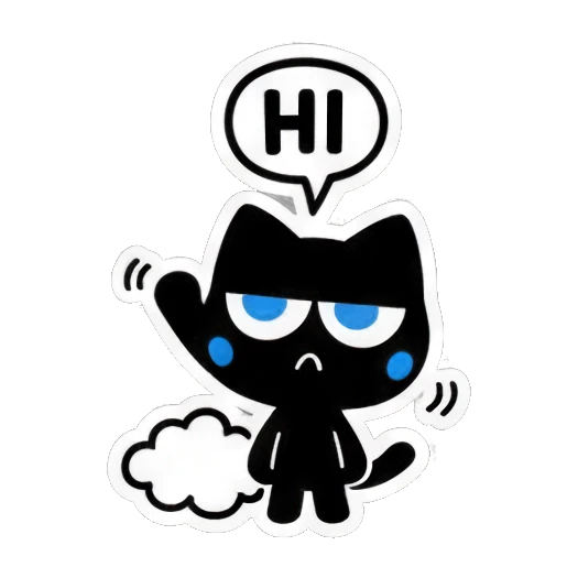 黑猫挥手再见 Keith Haring Style Black Cat sticker for expressive chats and social replies.