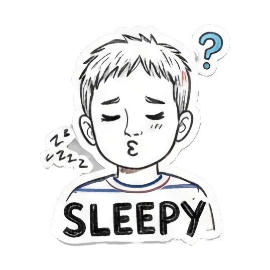 男孩困倦想睡 Boy's Doodle Diary sticker for expressive chats and social replies.