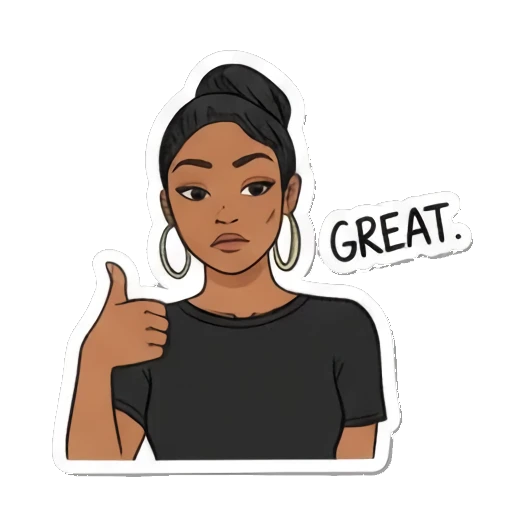 女王范十足 Doodle Girl Moods sticker for expressive chats and social replies.