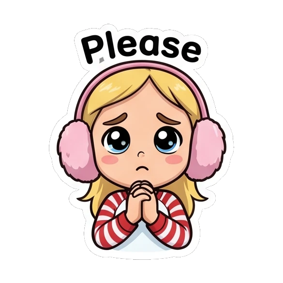 Blonde girl begging with pleading eyes and folded hands. Blonde Girl Daily Life sticker for expressive chats and social replies.