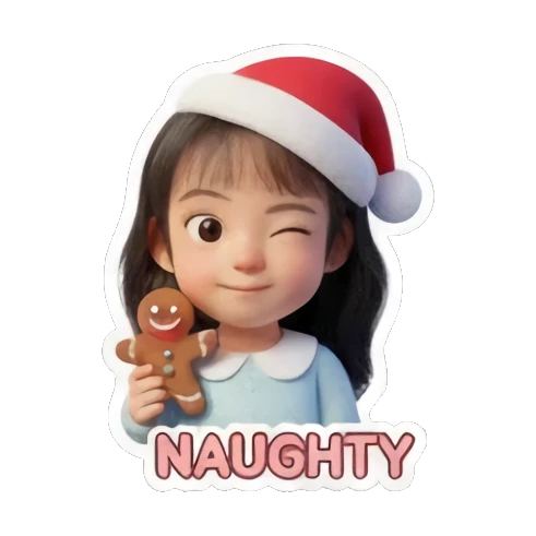 戴圣诞帽调皮眨眼 Holiday Girl Adventures sticker for expressive chats and social replies.