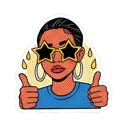 害羞的女孩脸红 Retro Pop Girl Expressions sticker for expressive chats and social replies.