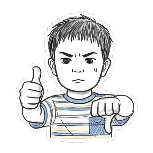 Boy giving thumbs down Doodle Boy's Moods sticker for expressive chats and social replies.