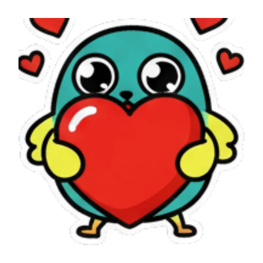 小鸟手捧爱心，表达爱意 Cute Bird Emotions sticker for expressive chats and social replies.