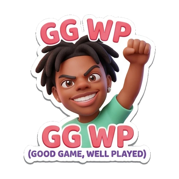 Gamer boy fist pumping, text 'GG WP' Gamer Life Adventures sticker for expressive chats and social replies.