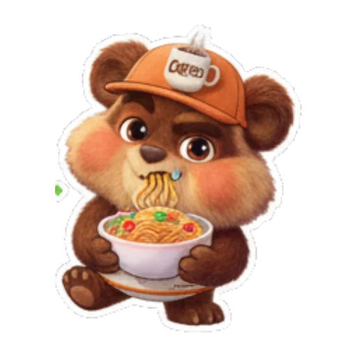 小熊吃面条 Cute Bear Daily Stickers sticker for expressive chats and social replies.