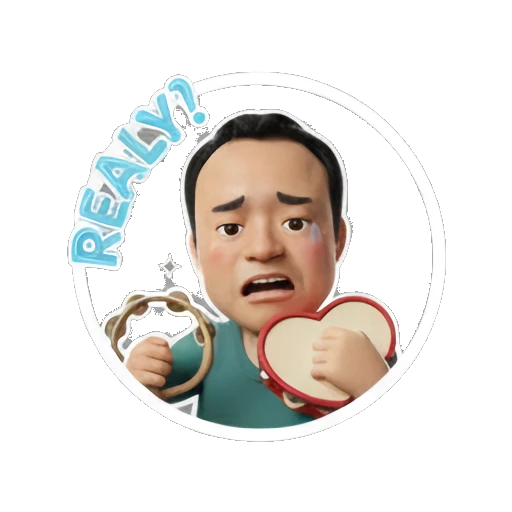 Man playing tambourine with REALLY text Musical Man Expressions sticker for expressive chats and social replies.