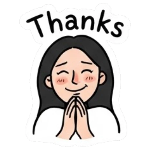 Girl with hands together in a prayer gesture saying Thanks Daily Life of a Cool Girl sticker for expressive chats and social replies.