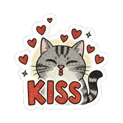 送出爱心飞吻 Vintage Tabby Cat Moods sticker for expressive chats and social replies.