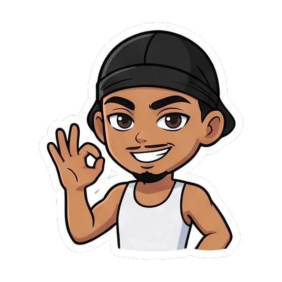 Cool guy making an OK hand gesture with a confident smile Cool Guy Daily Vibes sticker for expressive chats and social replies.