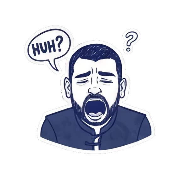带有英文文字的趣味贴纸 Expressive Guy Stickers sticker for expressive chats and social replies.