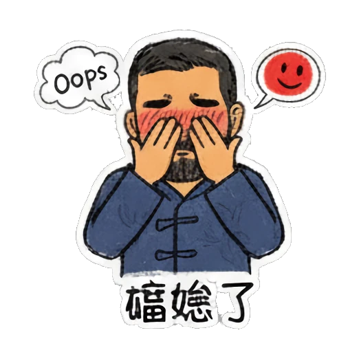 Bearded man blushing and covering his face in embarrassment Bearded Man Daily Expressions sticker for expressive chats and social replies.