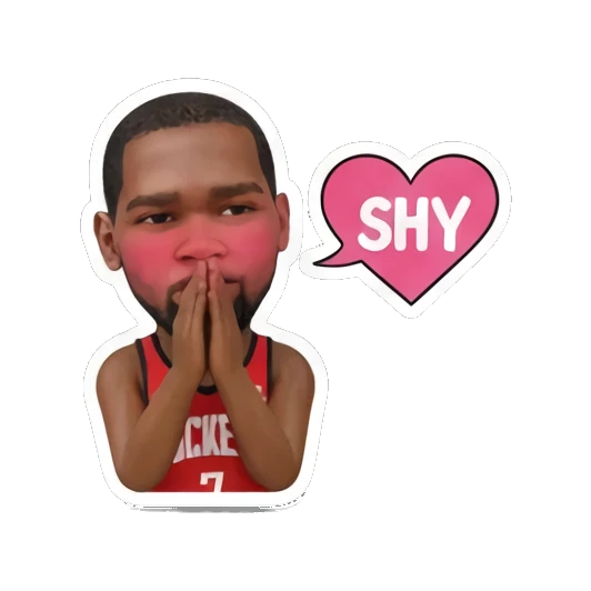 Basketball player blushing shyly with a heart bubble. Basketball Star Expressions sticker for expressive chats and social replies.