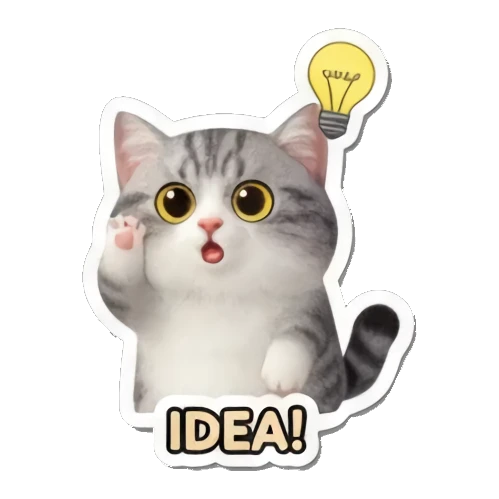 头顶灯泡灵光一现 Whimsical Tabby Adventures sticker for expressive chats and social replies.