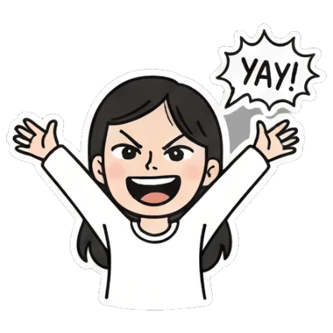 欢呼雀跃的女孩 Daily Doodle Girl sticker for expressive chats and social replies.