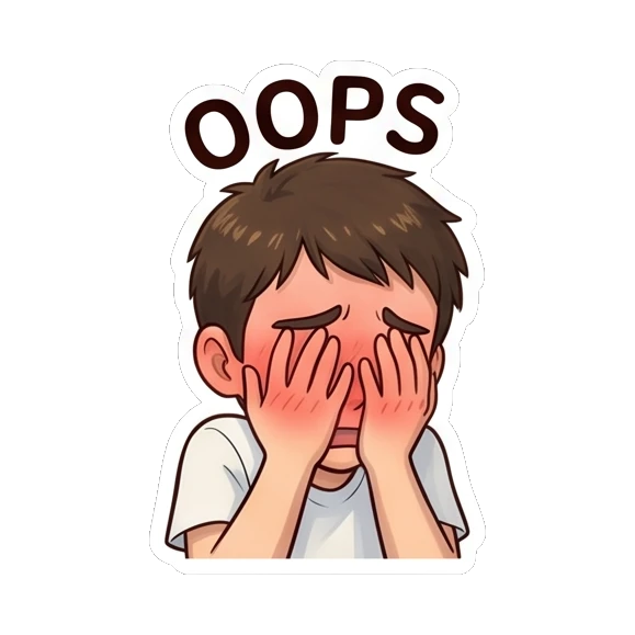 Embarrassed boy covering his face with his hands. Daily Life of a Chibi Boy sticker for expressive chats and social replies.