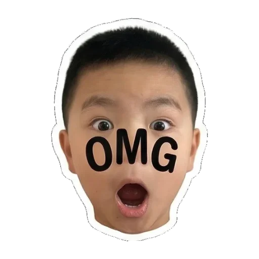 张大嘴巴，惊讶喊OMG Boy's Expressive Faces sticker for expressive chats and social replies.