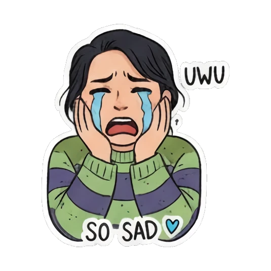 哭泣悲伤SO SAD Doodle Girl's Moods sticker for expressive chats and social replies.