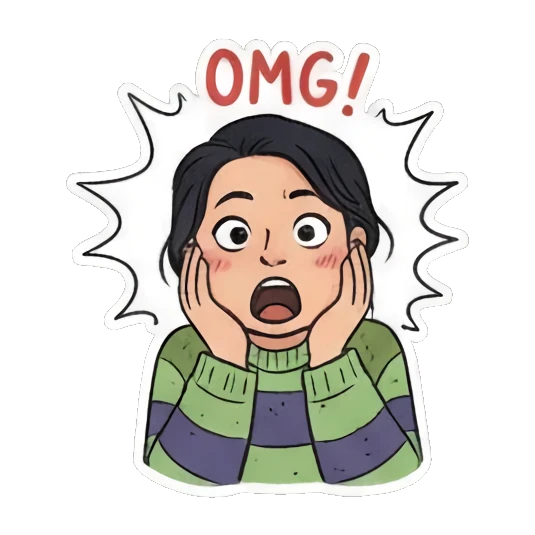惊讶抱头OMG Doodle Girl's Moods sticker for expressive chats and social replies.