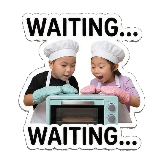 waiting for oven timer Little Chefs Cooking Adventures sticker for expressive chats and social replies.