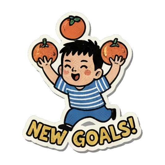 男孩挥舞春联 Joyful New Year Boy sticker for expressive chats and social replies.