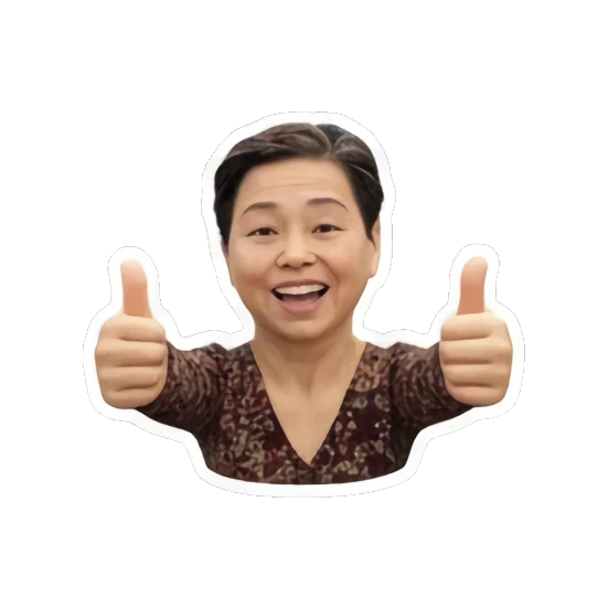 double thumbs up Cheerful Middle-Aged Mom sticker for expressive chats and social replies.